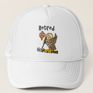 Funny Old Buzzard Playing Golf Retired Cartoon Trucker Hat