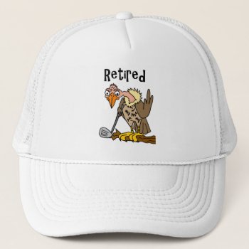 Funny Old Buzzard Playing Golf Retired Cartoon Trucker Hat by inspirationrocks at Zazzle