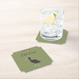 Funny Old Coot Over the Hill Birthday Party Paper Coaster