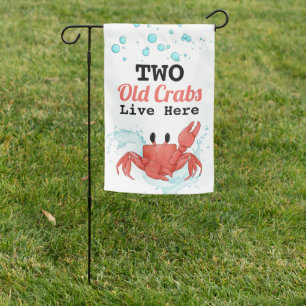 Funny Old Crab Summer Beach House House Flag