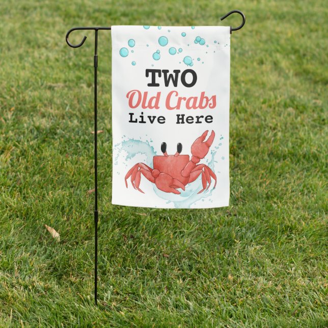 Funny Old Crab Summer Beach House House Flag (In SItu)