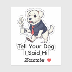 Funny Old English Sheepdog Business Suit Coffee Sticker