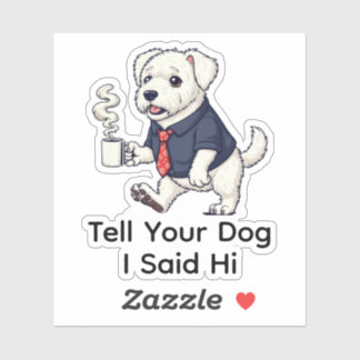 Funny Old English Sheepdog Business Suit Coffee Sticker