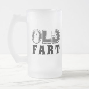 Funny Old Fart Birthday Typography Frosted Glass Beer Mug