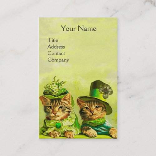 FUNNY OLD FASHION STPATRICKS CATSHEART MONOGRAM BUSINESS CARD