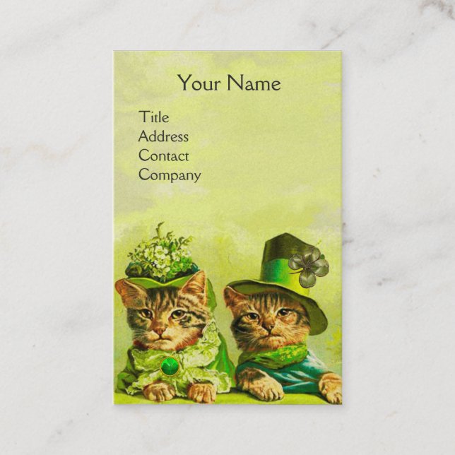 FUNNY OLD FASHION ST.PATRICK'S CATS,HEART MONOGRAM BUSINESS CARD (Front)