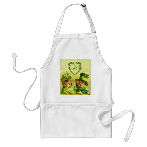 FUNNY OLD FASHION STPATRICKS DAY CATS HEART ADULT APRON