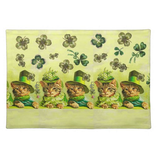 FUNNY OLD FASHION STPATRICKS DAY CATS HEART CLOTH PLACEMAT