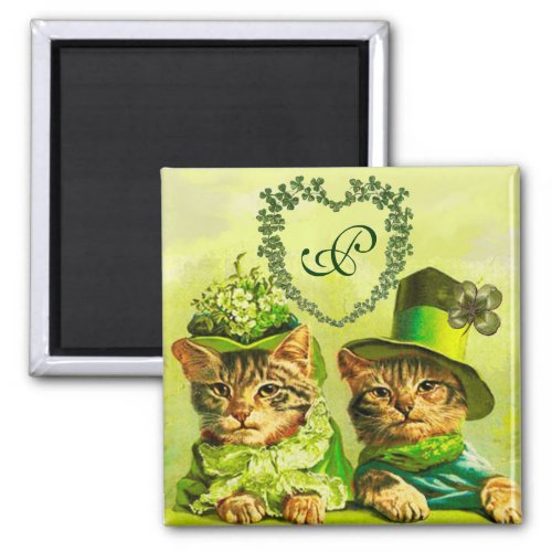 FUNNY OLD FASHION STPATRICKS DAY CATS HEART MAGNET
