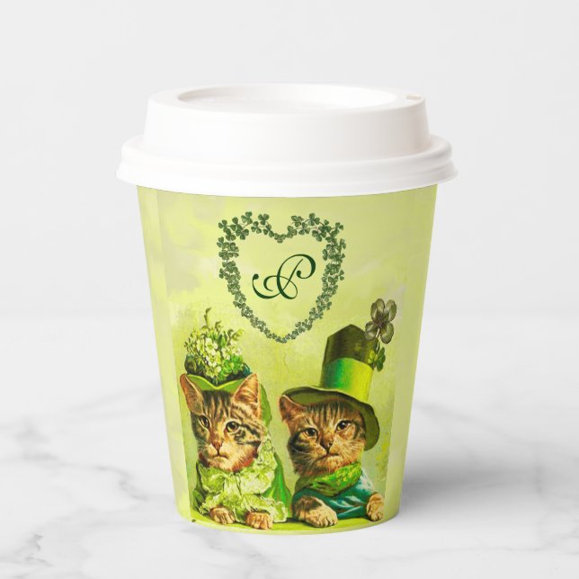 FUNNY OLD FASHION ST.PATRICK'S DAY CATS HEART  PAPER CUPS (Front)