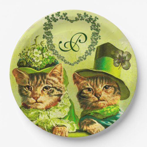 FUNNY OLD FASHION STPATRICKS DAY CATS HEART PAPER PLATES