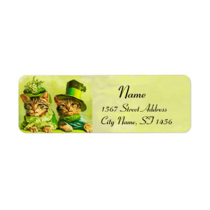 FUNNY OLD FASHION ST PATRICK'S DAY CATS LABEL