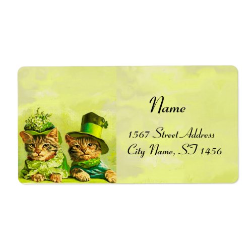 FUNNY OLD FASHION ST PATRICKS DAY CATS LABEL