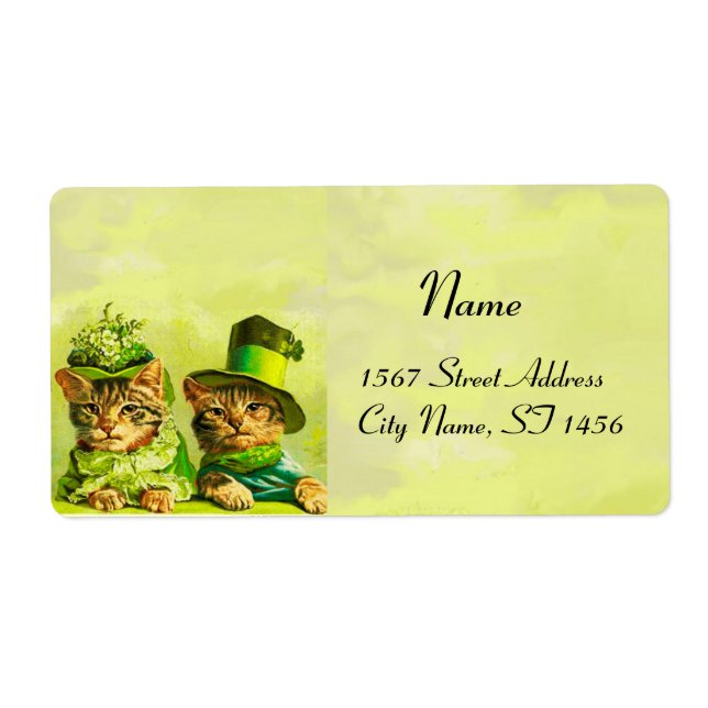 FUNNY OLD FASHION ST PATRICK'S DAY CATS LABEL (Front)