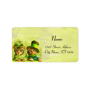 FUNNY OLD FASHION ST PATRICK'S DAY CATS LABEL