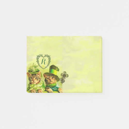 FUNNY OLD FASHION STPATRICKS DAY CATS MONOGRAM POST_IT NOTES