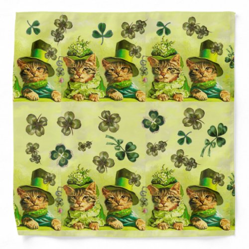 FUNNY OLD FASHION STPATRICKS DAY CATSSHAMROCKS BANDANA