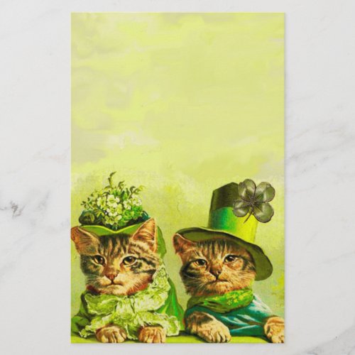 FUNNY OLD FASHION ST PATRICKS DAY CATS SHAMROCKS STATIONERY