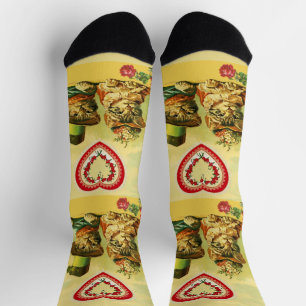 FUNNY OLD FASHION VALENTINE'S DAY CATS,Heart,Roses Socks
