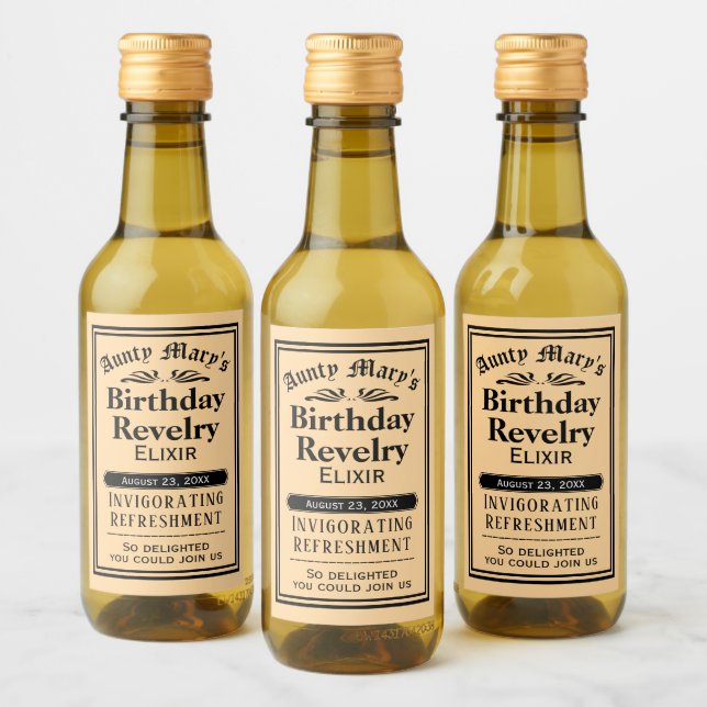 Funny Old Fashioned Birthday Wine or Party Favor Wine Label (Bottles)