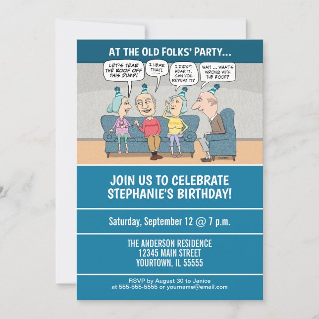 Funny Old Folks Birthday Party Invitation (Front)