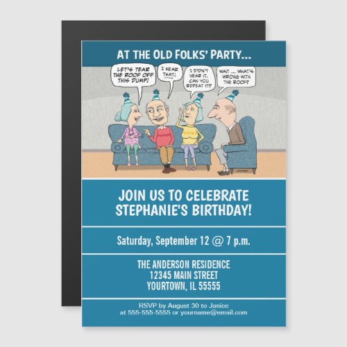 Funny Old Folks Birthday Party Magnetic Invitation