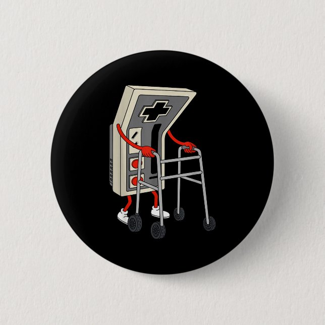 Funny Old Gamer Gaming Retro 80s 90s Video Game Ol Button (Front)