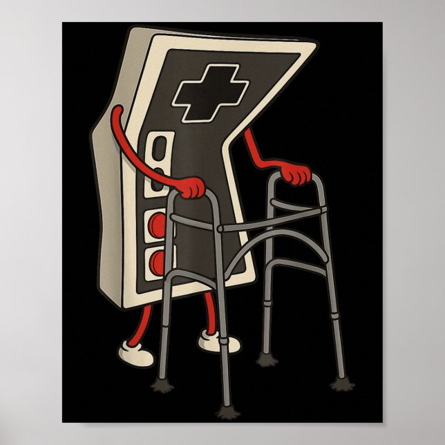 Funny Old Gamer Gaming Retro 80s 90s Video Game Ol Poster (Front)