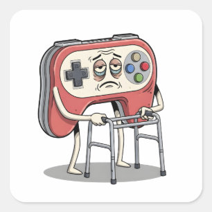 Funny Old Gamer Gaming Retro 80s 90s Video Game Square Sticker