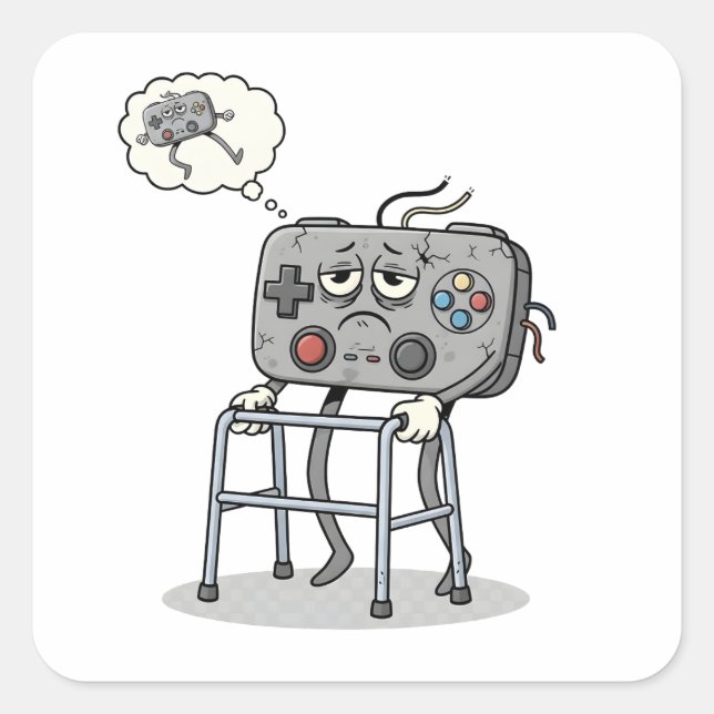 Funny Old Gamer Gaming Retro 80s 90s Video Game Square Sticker (Front)