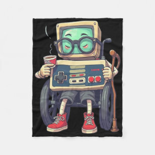 Funny Old Gamer Retro 80s 90s Video Game Controlle Fleece Blanket