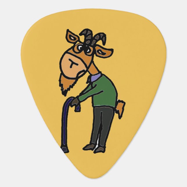 Funny Old Goat Cartoon Guitar Pick (Front)