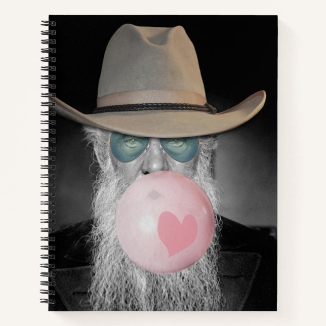 Funny Old Guy Chewing Bubble Gum Notebook (Front)
