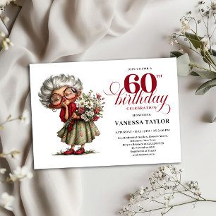 Funny Old Lady 60th Birthday Invitation Party Card