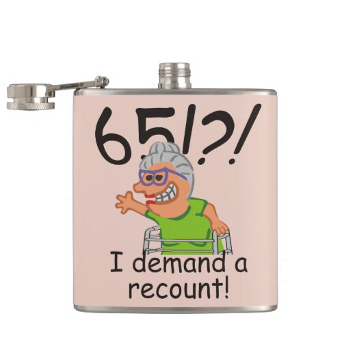 Funny Old Lady Demand Recount 65th Birthday Flask