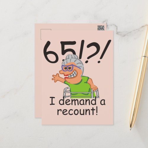 Funny Old Lady Demand Recount 65th Birthday Postcard