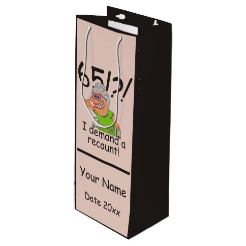 Funny Old Lady Demand Recount 65th Birthday Wine Gift Bag