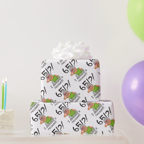Funny Old Lady Demand Recount 65th Birthday Wrapping Paper