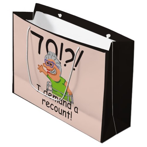 Funny Old Lady Demand Recount 70th Birthday Large Gift Bag