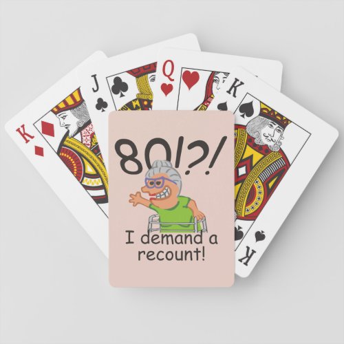 Funny Old Lady Demand Recount 80th Birthday Playing Cards