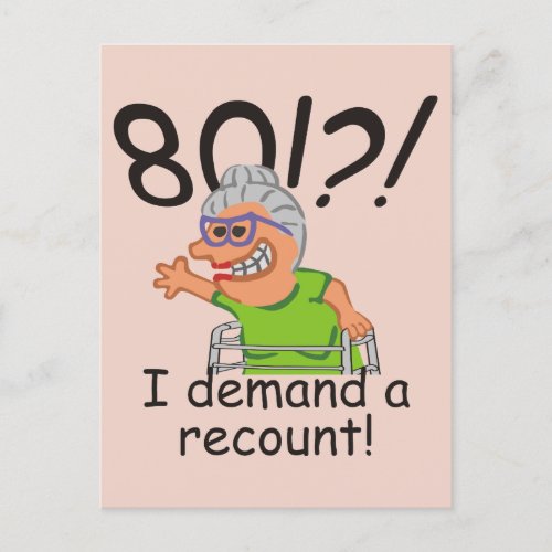 Funny Old Lady Demand Recount 80th Birthday Postcard