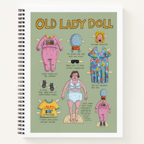 Funny Old Lady Paper Doll Notebook