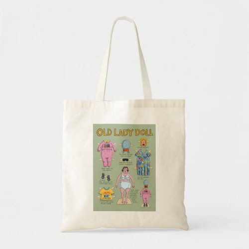 Funny Old Lady Paper Doll Tote Bag