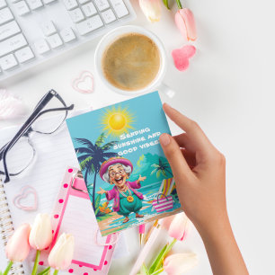 Funny Old Lady Sending Sunshine And Good Vibes Postcard