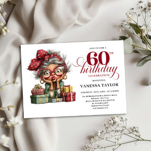 Funny Old Lady Sixty Birthday Invitation Party Car