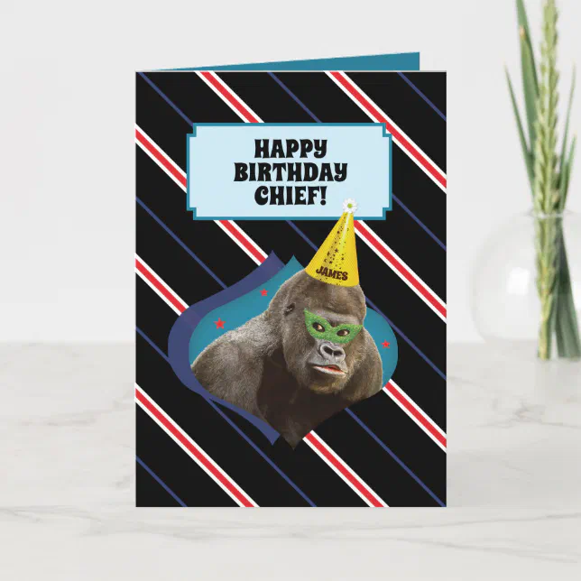Funny Old Man Birthday Card With Gorilla | Zazzle