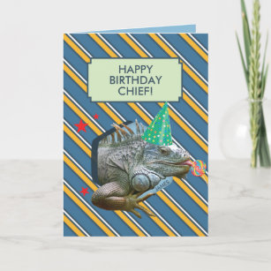 Funny Old Man Birthday Card With Iguana