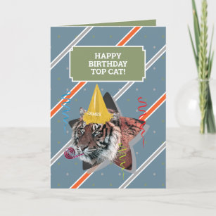 Funny Old Man Birthday Card With Tiger