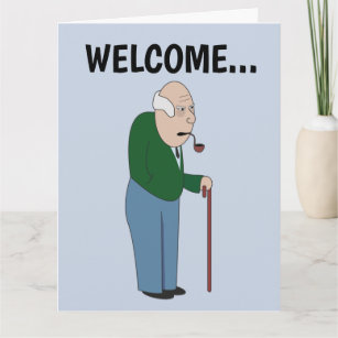 FUNNY OLD MAN  CANE BIRTHDAY OVER THE HILL Cards