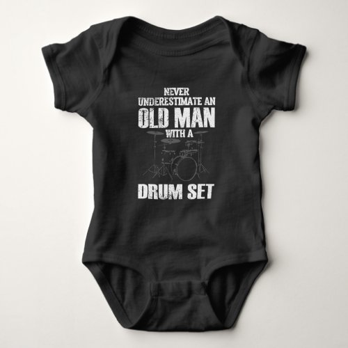 Funny Old Man Drum Set Drummer Men Drumming Baby Bodysuit